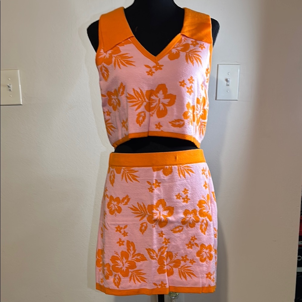 Floral Orange and Pink Skirt Set by Wild Fable